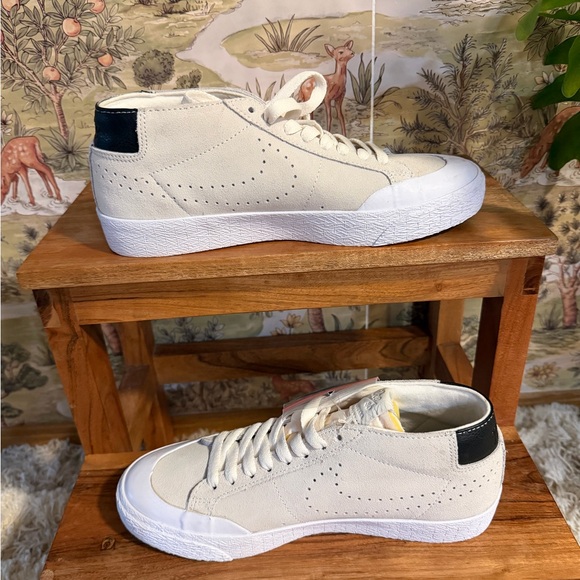 Nike Shoes - Nike Cream and Black Mid-Top Sneakers